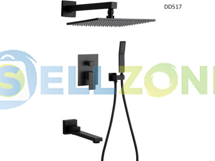 Πολυτελής εντοιχισμένη ντουζιέρα με επιτοίχιο μίκτη, μαύρη – DD517